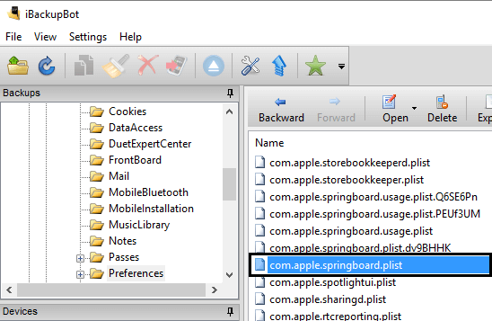 Locate File "com.apple.springboard.plist"