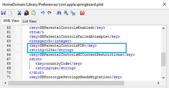 Insert Code to Reset Restrictions Passcode