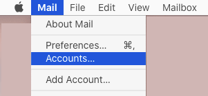 Account Option in Mail App on Mac