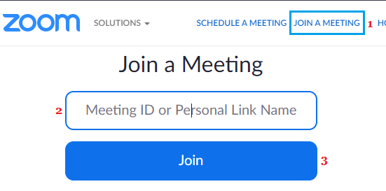 Join Meeting Option in Zoom