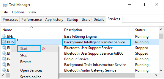 Start Background Intelligent Transfer Service on Windows PC
