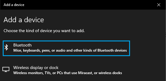 Select Add Bluetooth Device Option