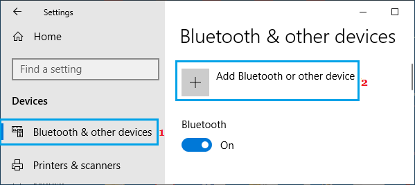 Add Bluetooth and other device option in Windows