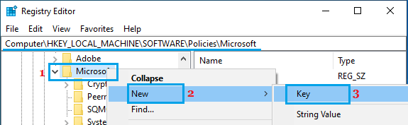 Create New Key in Microsoft Folder Using Registry Editor