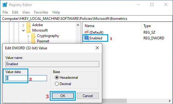 Disable Biometrics Using Windows Registry