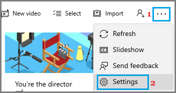 Settings Tab in Windows Photos App