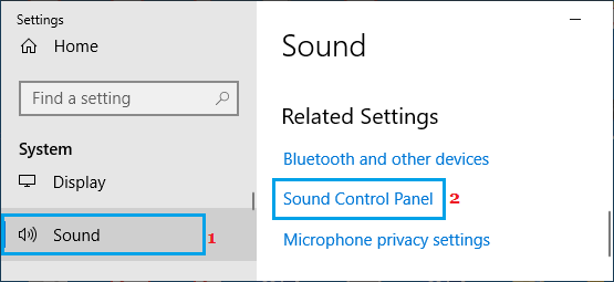 Open Sound Control Panel Option in Windows