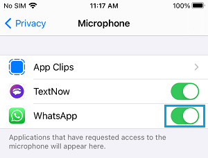 Proporcione acceso de micrófono a aplicaciones en iPhone