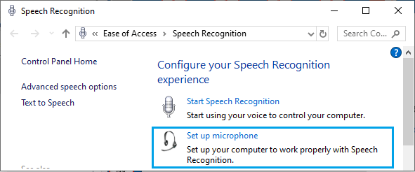 Setup Microphone Option in Windows