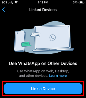 Link A Device Option in WhatsApp