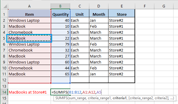 Select First Criteria in Excel SUMIFS Function