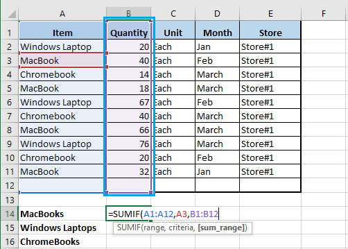 Select SUMIF Function Sum_Range