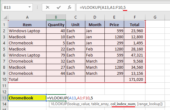 Enter Column Index Number in VLOOKUP Function