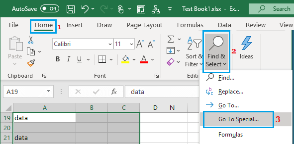 Go to Special Option in Excel