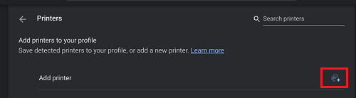 Add Printer Option in Chromebook