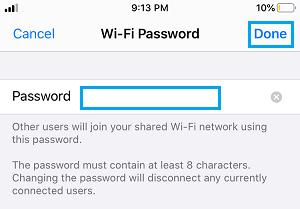 Change Personal Hotspot Password on iPhone