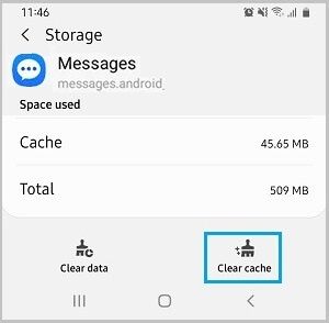 Clear Messages App Cache on Android Phone
