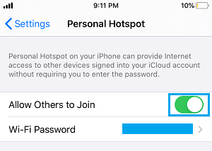 Allow Others to Join Personal Hotspot on iPhone 