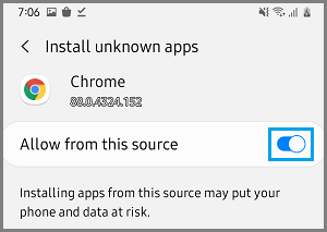 Allow Chrome to Install Unknown Apps on Samsung Android Phone