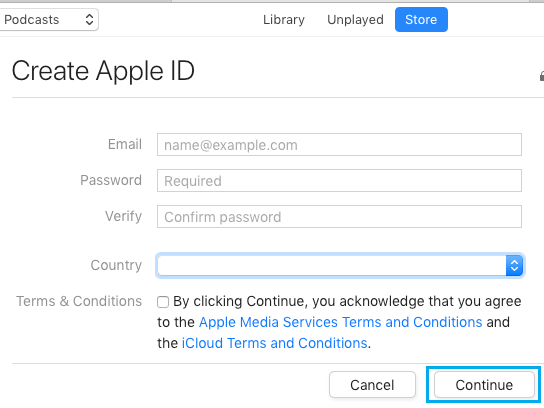 Creat apple id