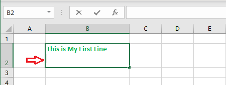 Curser in Second Line in Excel Cell