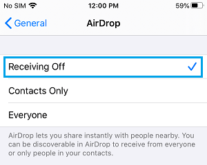 Disable AirDrop on iPhone