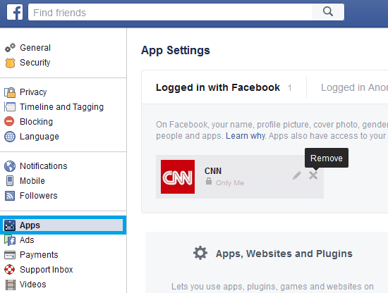 Unlink Other Social Media Accounts and Apps from Facebook