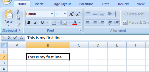 First Line in Excel Cell