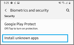 Install Unknown Apps Option on Samsung Android Phone