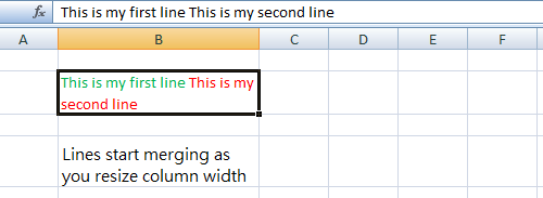 Lines Merging in Excel Cell