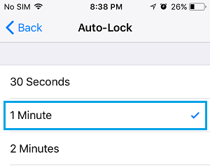 Seleccione el tiempo de bloqueo automático en el iPhone