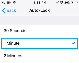 Wählen Sie Zeit Für Automatische Sperre Auf Dem Iphone