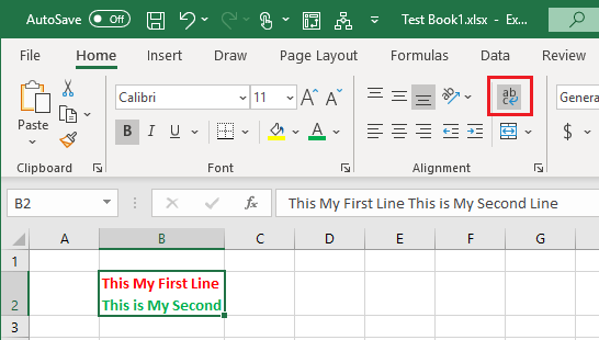 Wrap Text Option in Excel