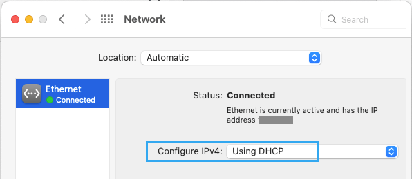 Configure IP Address Option on Mac