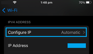 Configure IP Option on iPhone