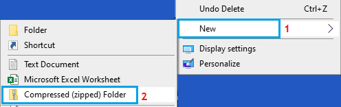 Create New Compressed Zipped Folder on Windows PC