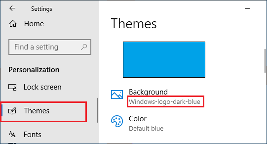 Desktop Background Image Name on Windows Personalization screen