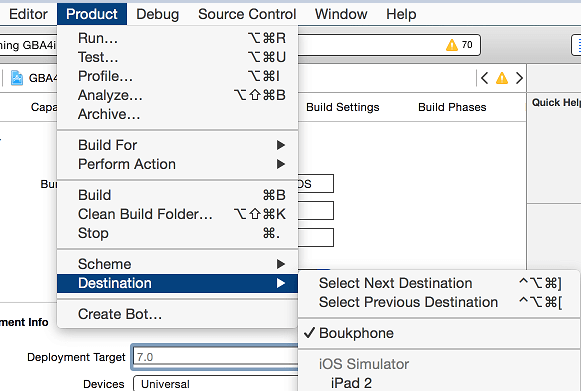 Identify iOS Device as destination in Xcode