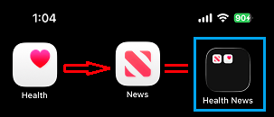 Drag Heath App Over News App to Create Folder