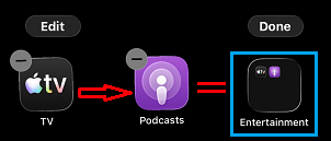 Drag TV App Over Podcasts App to Create Folder