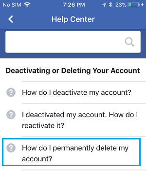 How do I permanently delete my account? Link in Facebook