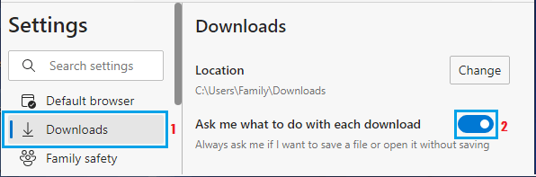 Make Microsoft Edge Ask Download Location