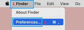 Open Finder Preferences on Mac
