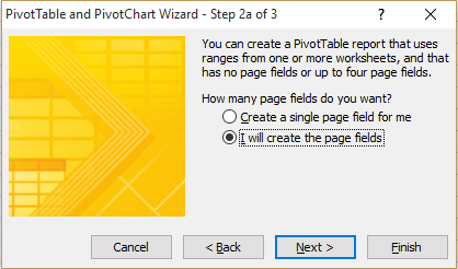 Pivot Table Chart Wizard Page Fields