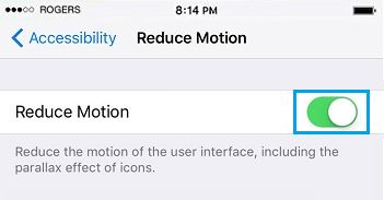 Reduce Motion of User Interface on iPhone