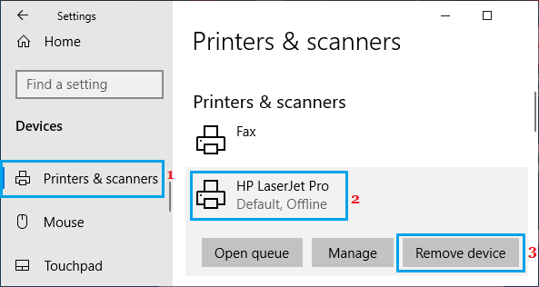 Eliminar la opción de impresora en Windows