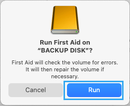 Run First Aid on External Hard Drive