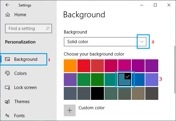 Select Desktop Background Colour