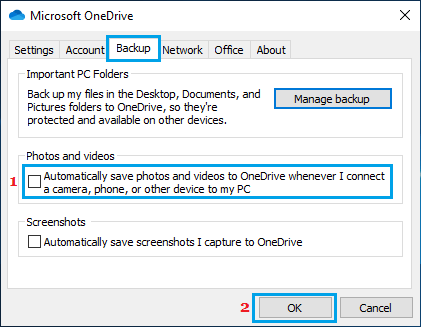 Prevent Photos From Uploading to OneDrive
