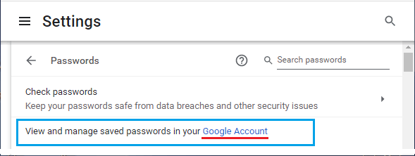 Manage Google Account Option in Chrome